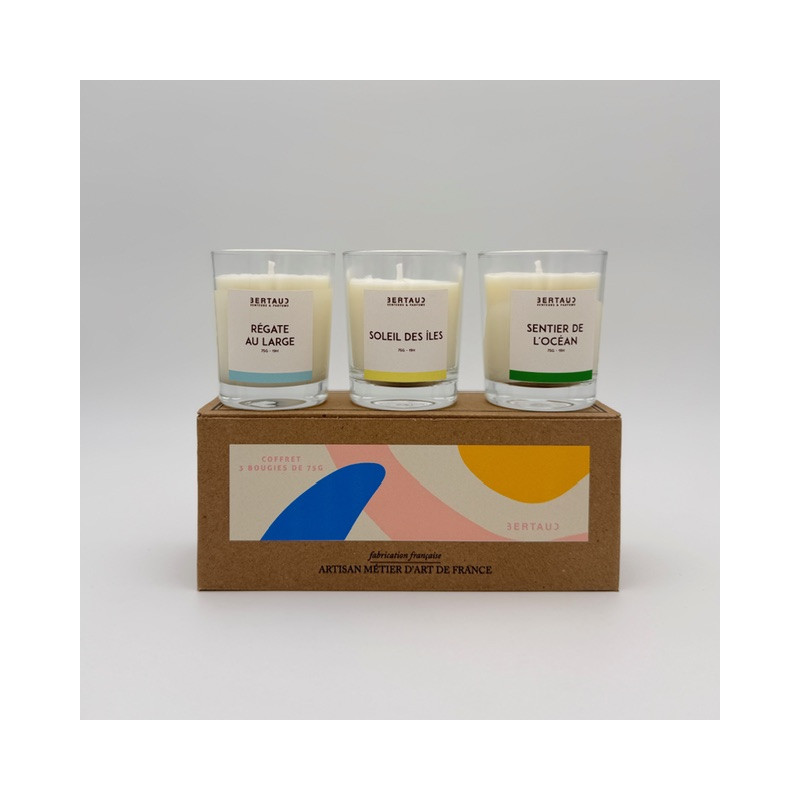 Trio bougies parfumées Embruns, Tiaré, Pin