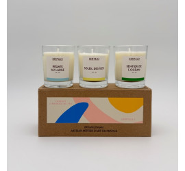 Trio bougies parfumées Embruns, Tiaré, Pin