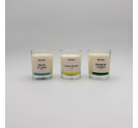 Trio de bougies parfumées Embruns, Tiaré, Pin