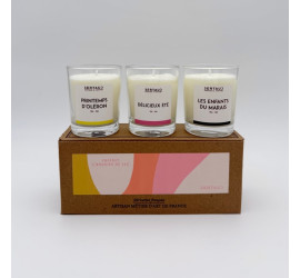 Trio bougies parfumées Mimosa, Lilas, Menthol