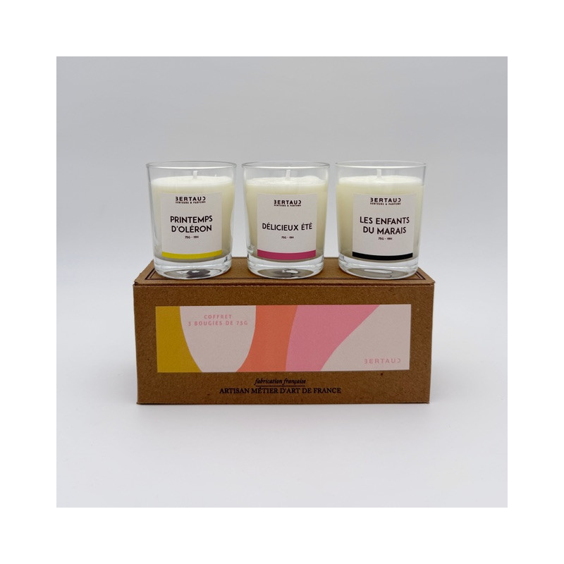 Trio bougies parfumées Mimosa, Lilas, Menthol