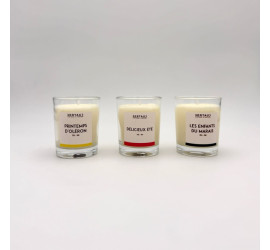 Trio de bougies parfumées Mimosa, Lilas, Menthol
