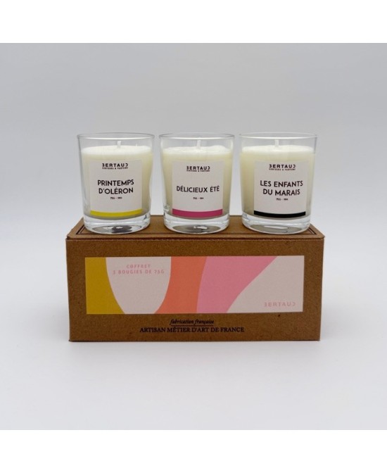 Trio bougies parfumées Mimosa, Lilas, Menthol